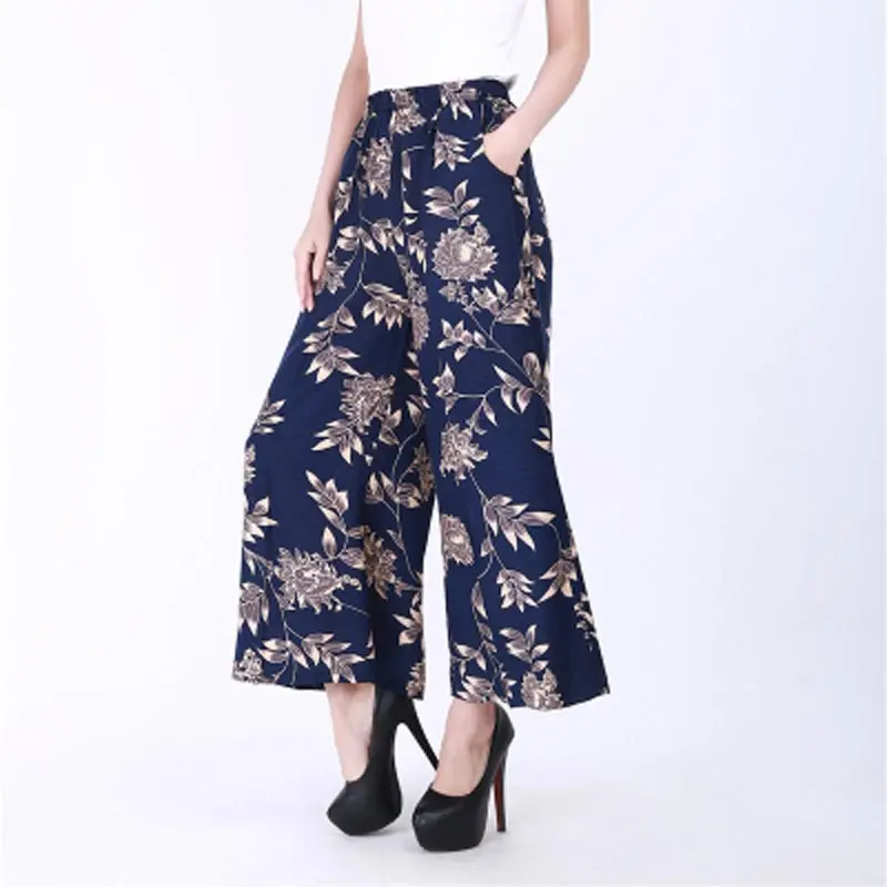 Брюки женские из хлопка и льна с широкими штанинами Модные свободные штаны