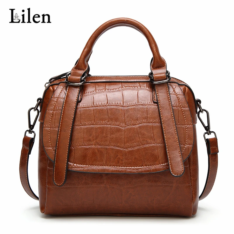 LILEN Новая модная сумка масляного воска полиуретановая женская 2019 простые сумки с