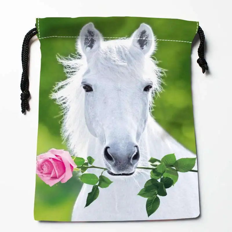 

New Arrival White Horse Classic Drawstring Bags Custom Storage Printed Receive Bag Type Bags Storage Bags Size 18X22cm