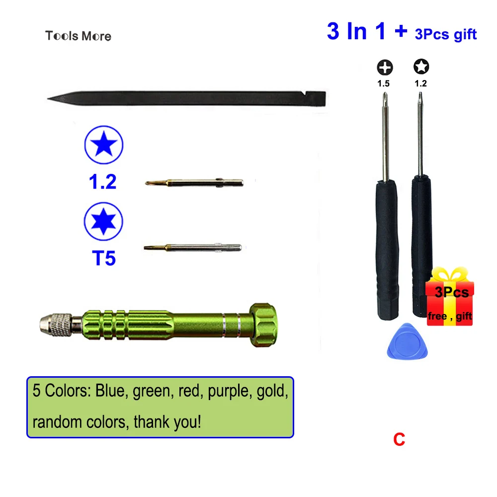 C-3Pcs and 3gift 3 шт. 5-ти точечные 1,2 P5 Torx T5 Отвертка Набор для Apple MacBook Air и Macbook pro Набор инструментов для ремонта с подарком - Цвет: C-3Pcs and 3gift