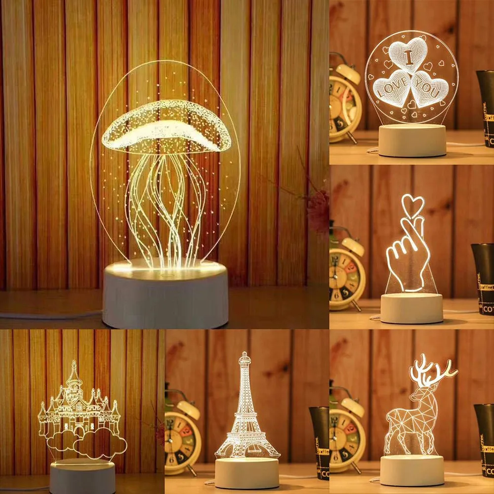 3D USB акриловые ночные светильники настольные Baubles светодиодное освещение лампы