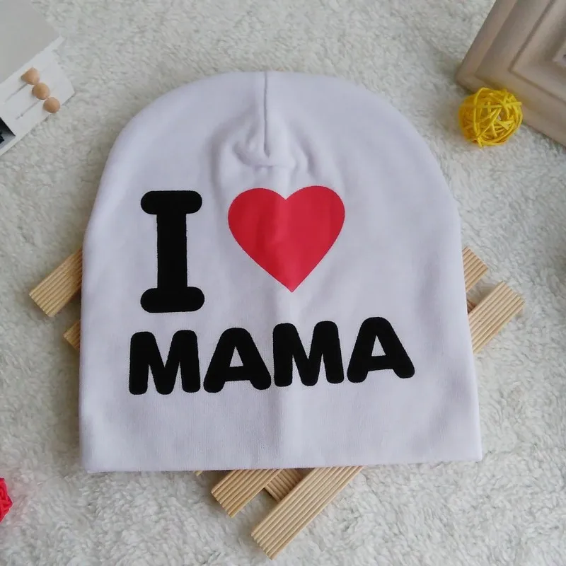 1 шт., Детская Хлопковая Шапка-бини I LOVE PAPA/MAMA, милая теплая шапка с буквенным принтом для новорожденных детей, детская Шапка-бини s