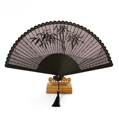 bamboo black 2 Ажурный подарок для рукоделия китайский вентилятор декоративный винтажный полный бамбуковый складной ручной Вентилятор Традиционные резные портативные вентиляторы - Цвет: bamboo black 2
