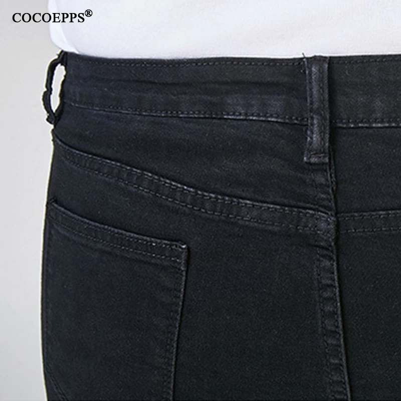 

2019 Black High Waist Jeans For Woman Chic Plus Size Skinny Pencil Trousers Woman Fashion Plus Size Button Pants