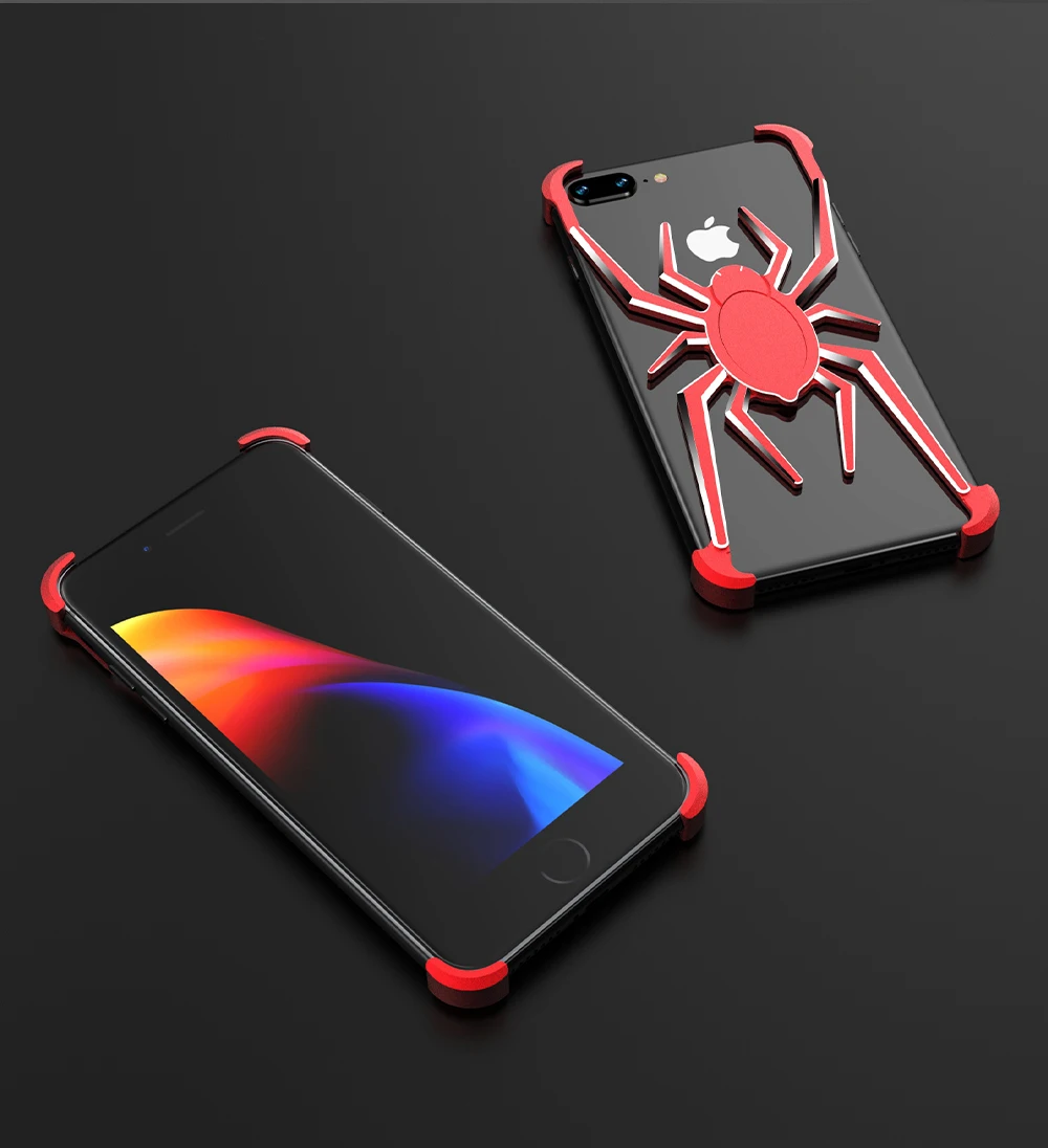 Металлический чехол для телефона для iphone 8 plus 7plus сверхпрочный металлический каркас Броня корпус для iphone 8 7 человек-паук противоударный чехол
