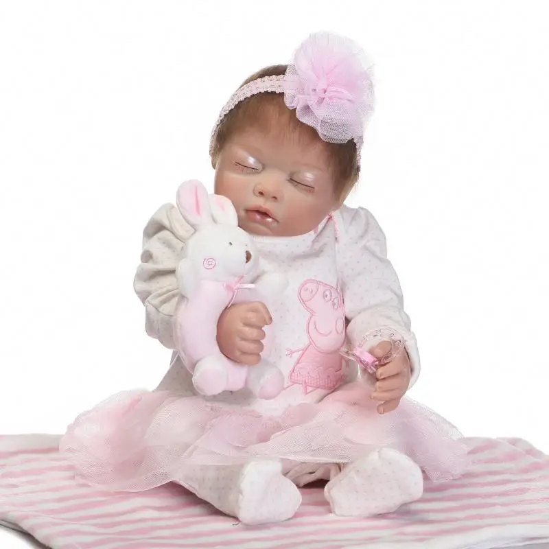 

NPK girl doll reborn 22" Full silicone vinyl body real dolls fake baby children doll toys bebe gift boneca reborn toys for child