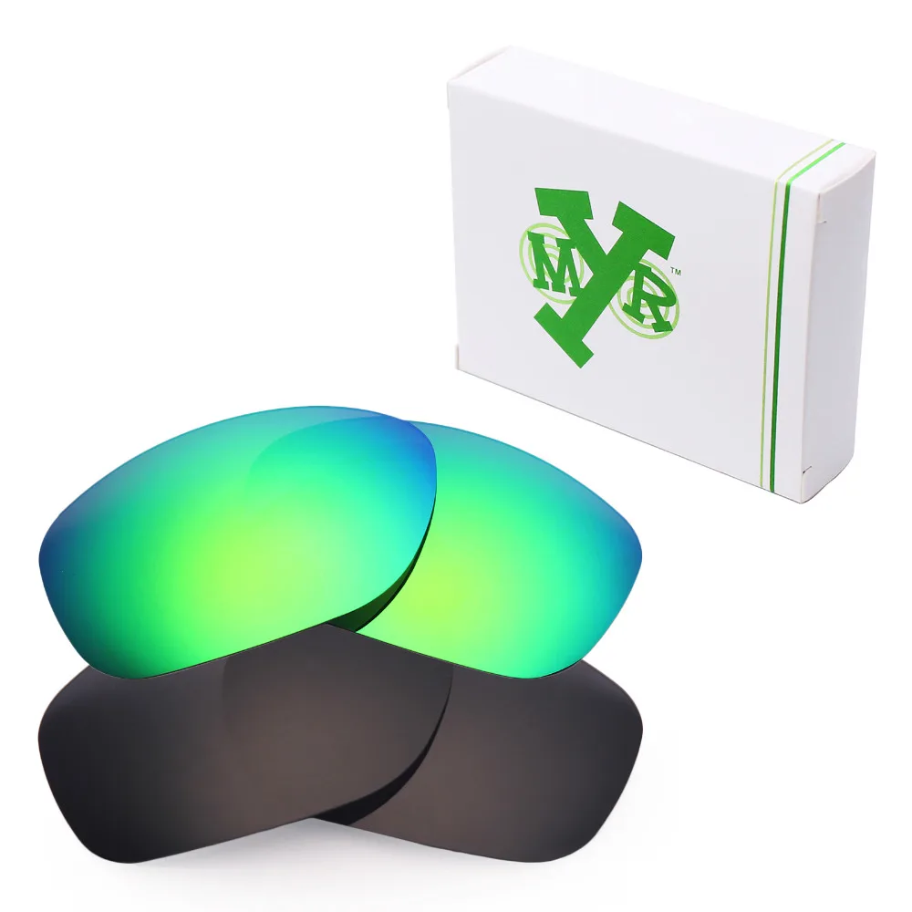 

2 Pairs Mryok POLARIZED Replacement Lenses for Oakley Pit Bull Sunglasses Stealth Black & Emerald Green