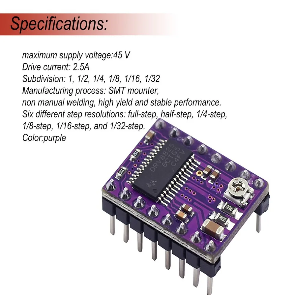 DRV8825 Драйвер шагового двигателя бесшумный драйвер StepStick Ramps 1 4 Reprap PCB модуль с