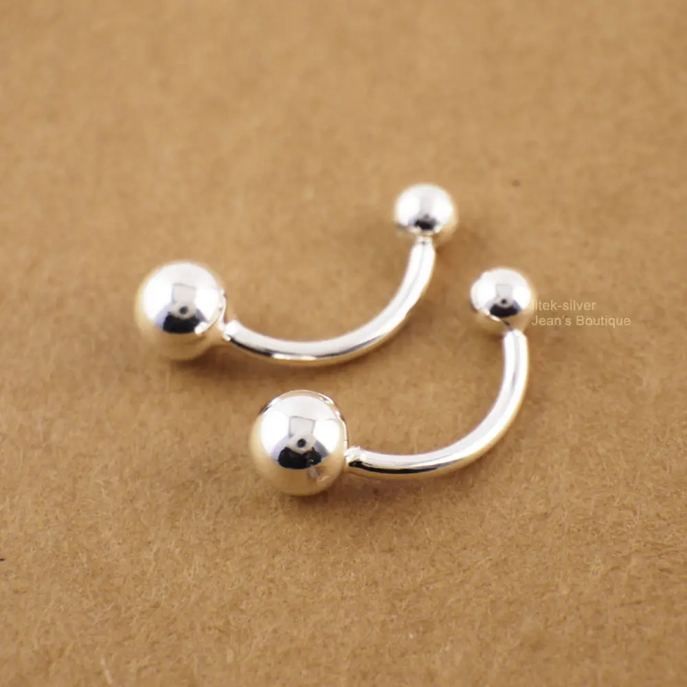 Серьги с двумя шариками для пирсинга пупка кольцо живота A1306|ring earring|925 sterling silversilver