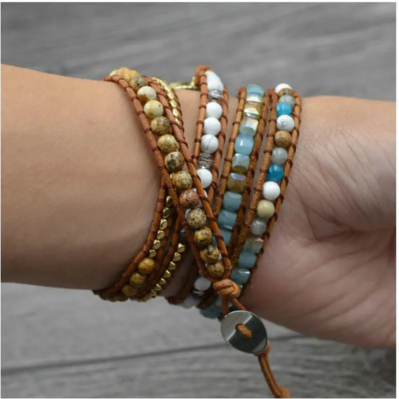 B003 бигбинг ювелирные изделия модный натуральный морской камень кожа ручной