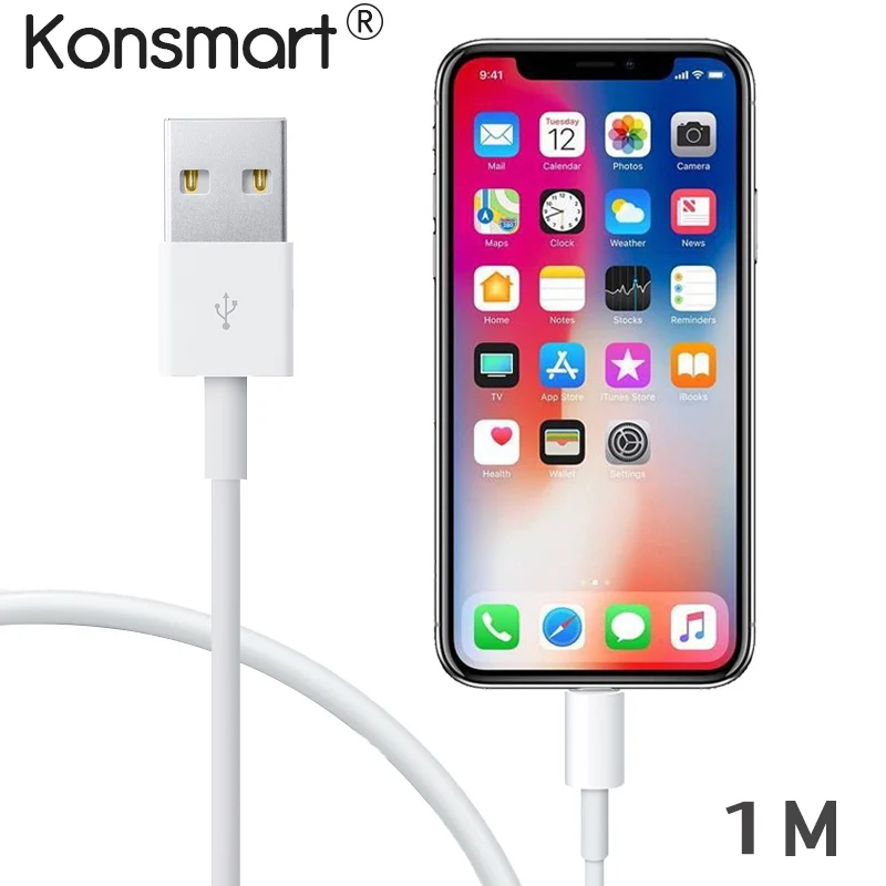 1M Кабель для быстрой зарядки iPad, 12 Вт, USB шнур питания для iPad Mini Air, для iphone X, 5S, 6s, 7, 8 Plus, для iphone Xs, кабель для синхронизации данных - Тип штекера: 1M