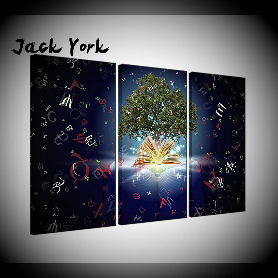 

Canvas Painting Creative Arts books and tree 3 Pieces Wall Art Painting Modular Wallpapers Poster Print living room Home Decor