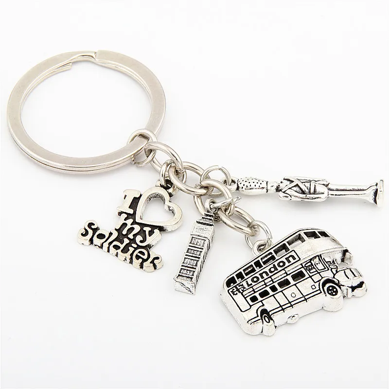 1 шт. брелок для лондонского автобуса английский Big Ben Charms I Love My Soldier брелки ключей