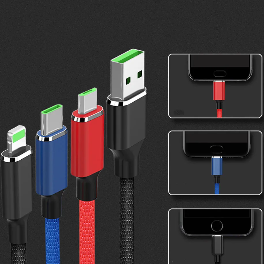 USB Type C/для Lightning/Micro 3 в 1 кабель для нескольких зарядных устройств 9 фута Apple iPhone X 8