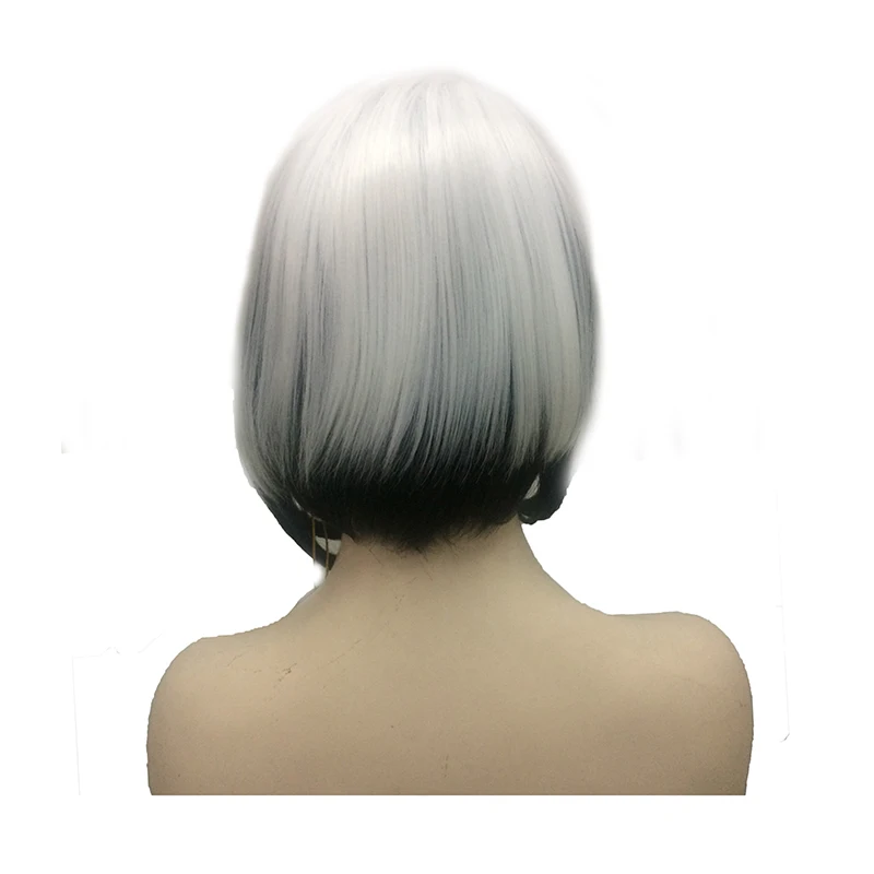 HAIRJOY Женские синтетические волосы черный белый двойной цвет короткий прямой парик в стиле БОБО