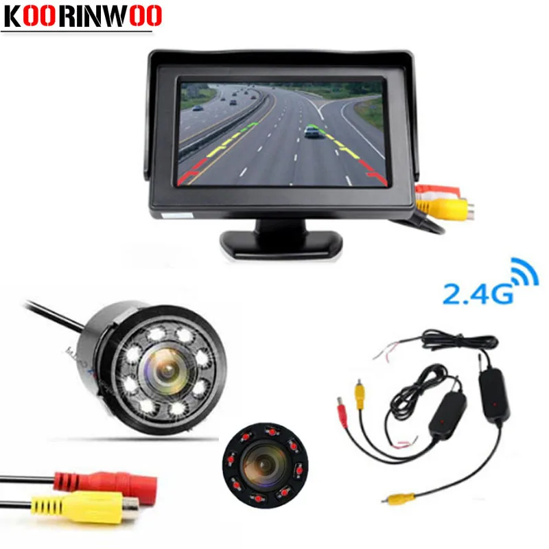 

Koorinwoo 2.4G Wireless 4.3 Car Monitor Video System Car Rear View Camera Reversing Display RCA Input blind Safe BACK UP Assist