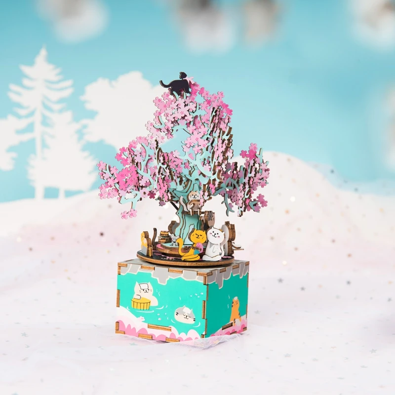 Европа покупатель Супер предложение роботайм DIY маленький робот-певица игра деревянная головоломка в сборе музыкальная шкатулка игрушка для детей AMD53