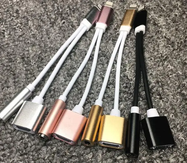 2 в 1 Зарядное Устройство Аудио Адаптер USB Кабель Для Зарядки 3.5 мм Джек наушники