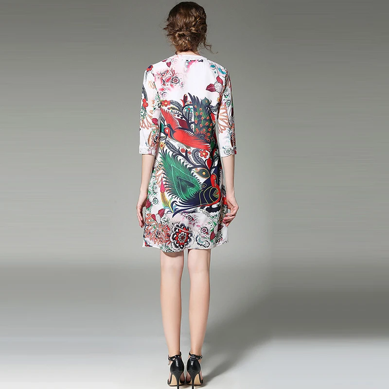 Для женщин Повседневное Платье До Колена 2018 Новое поступление три четверти рукав