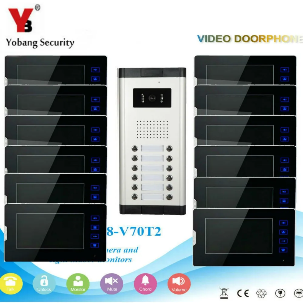 Yobang Security Video Door Phone Intercom Home Doorbell System Wired 7 inch LCD Display Monitor For Apartment family | Безопасность и