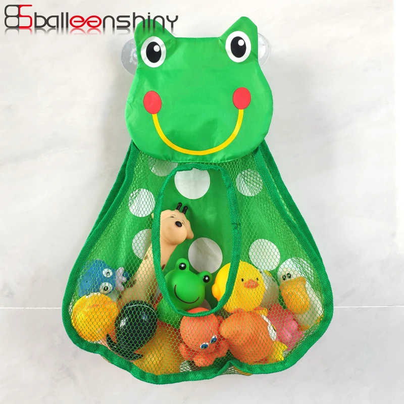 

BalleenShiny Cartoon Duck Frog Toy Storage Pocket Mesh Bathroom Wall Suction Baby Kids Toy Organizer Net Toiletries Neaten Bags