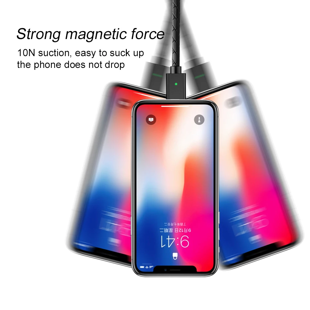 Магнитный кабель OLAF для iPhone X XS Max 8 7 Plus зарядный провод USB-кабель 6 6S светодиодный