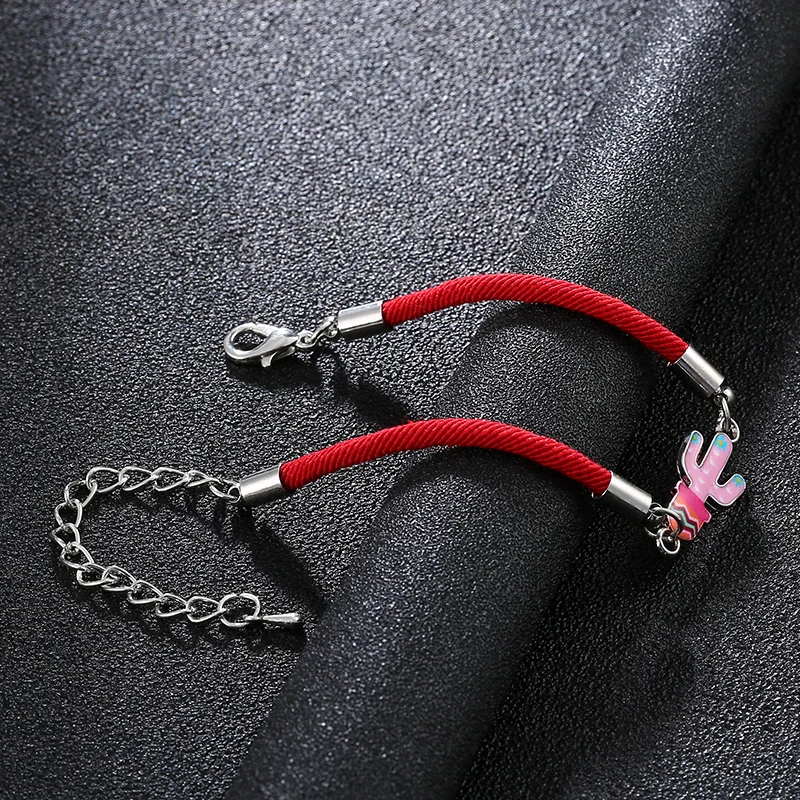 Lucky Red Rope кактус девушка браслет Мульти Стиль женский летний с подвеской