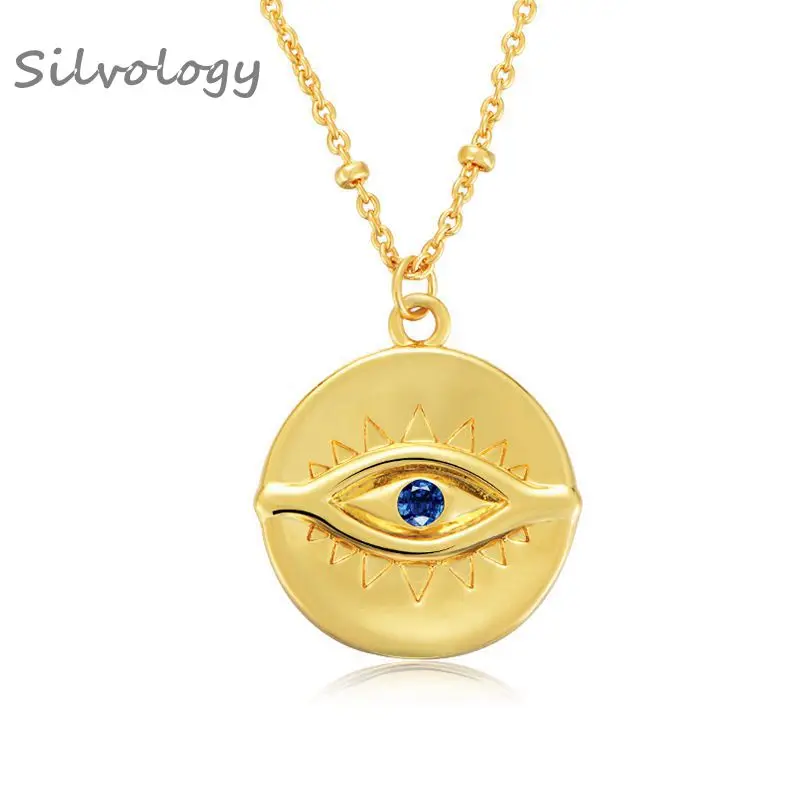 Серебряное ожерелье Silvology из стерлингового серебра 925 пробы с дьявольским глазом