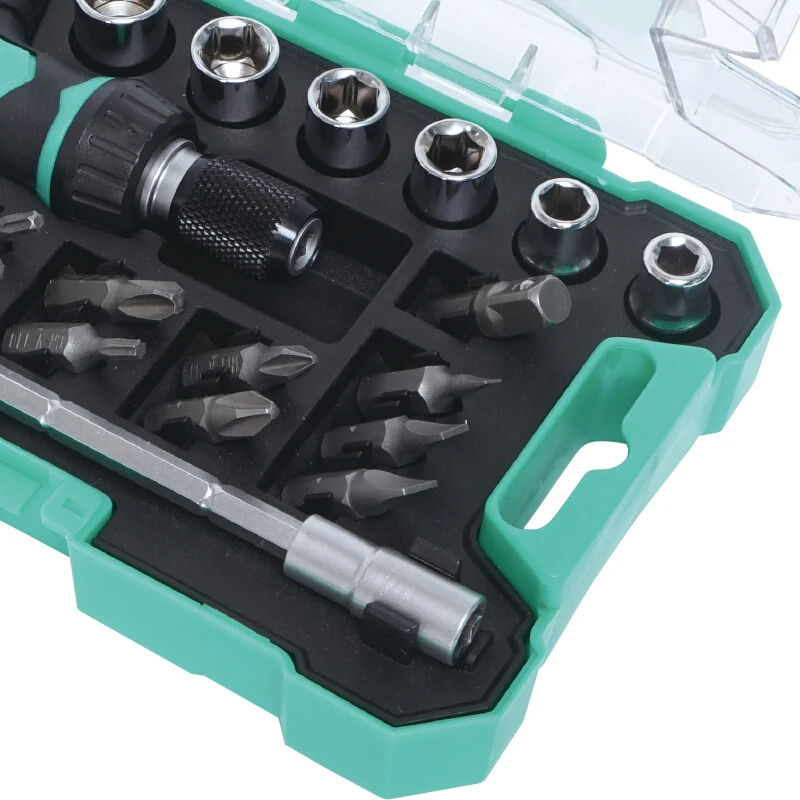 Мини отвертка с храповым механизмом Pro'sKit Φ 18 в 1 T 6 втулками регулируемый