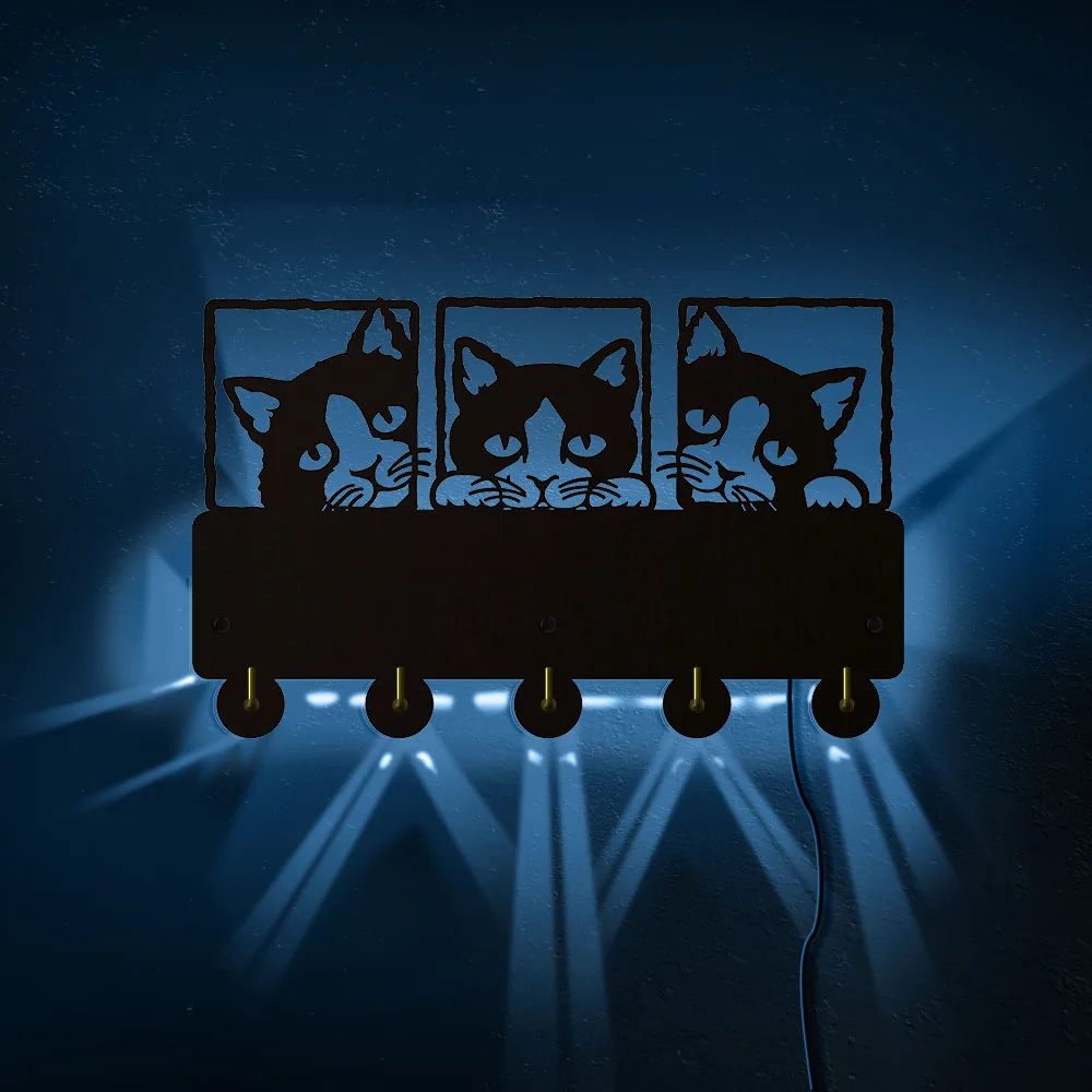 Peeping Cat 3D Настенный арт крючок рельсы тройной стены искусства с Lovley Cat тема одежды крючок вешалка стены искусства украшения