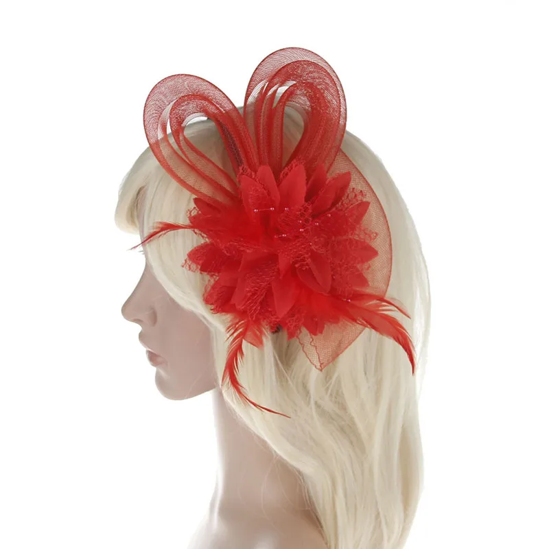 

New Bunny Lace Flower Feather Headband Women Girls Banquet Hairband Hair Accessories Halloween Party Favor Gift