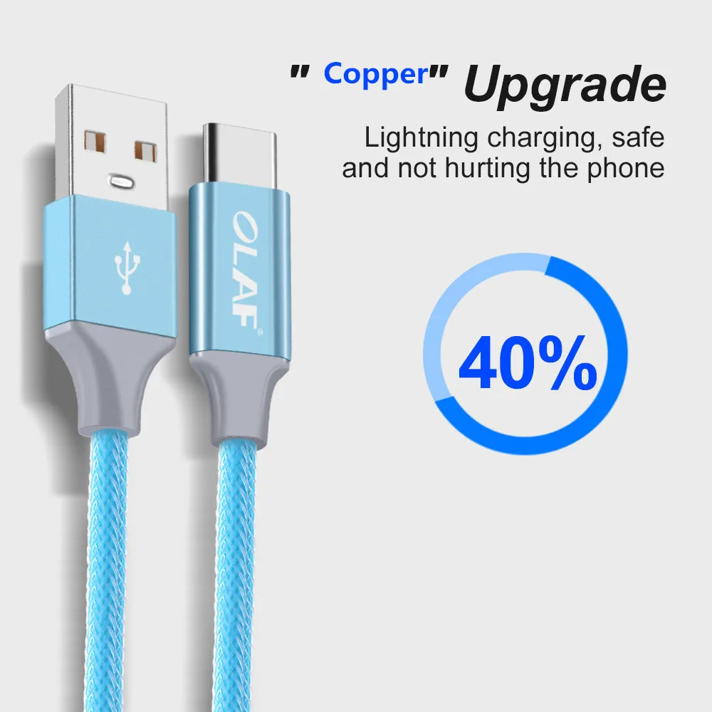 Кабель OLAF 2.4A usb type C 1 м 2 м 3 м для huawei P20 Lite samsung S9 Xiao mi Red mi Note 7 mi 9 Oneplus 6t кабель USB C для быстрой зарядки