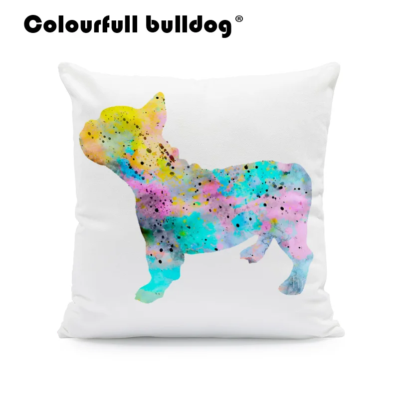 Красочные Французский Подушка с изображением бульдога Чехлы цвета: серый