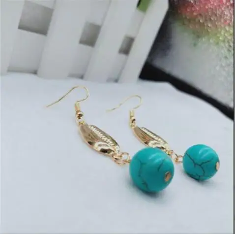 E 1227 новый список Jinhe sea shell длинные синие круглые серьги с камнями женские модные