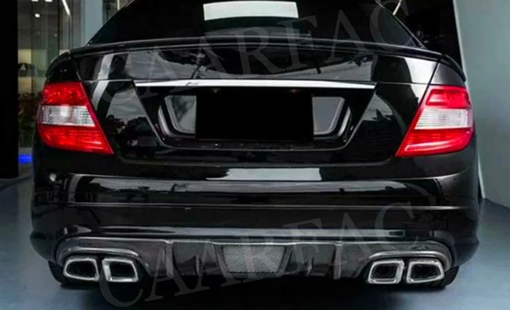 Углеродное волокно задний диффузор для губ спойлер для Mercedes Benz C Class W204 C63 AMG 2008 2009 2010 2011 V Стиль FRP бампер автомобиля