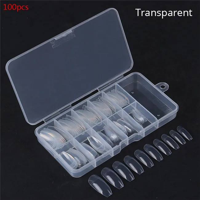 100Pcs Coffin 2 240 шт перфорированные накладные ногти длинные прозрачные черные Полное покрытие накладные ногти салон Советы Маникюр Практика Дисплей инструменты - Цвет: 100Pcs Coffin 2