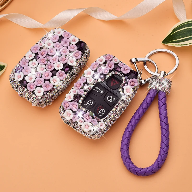

Luxury Diamond Key Case Cover Wallet For Land Rover A9 Range Rover Sport Evoque Freelander 2 For Jaguar XE XJ XJL XF C-X F Pace