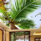 Пользовательские 3D фотообои голубое небо кокосовые пальмы Чайка Современная гостиная спальня потолок Зенит Настенные обои домашний декор