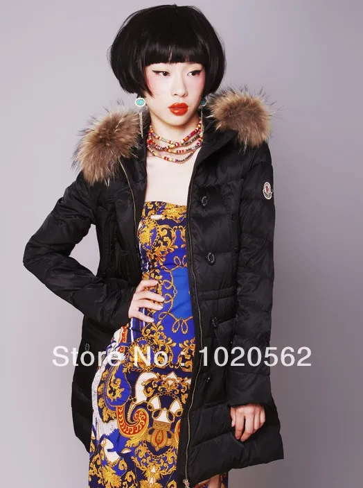 Women Fashion 2013 Winter Long Coat & Jacket Goose Down Warm Dress with Fur Collar 4 Colors Plus Size | Женская одежда
