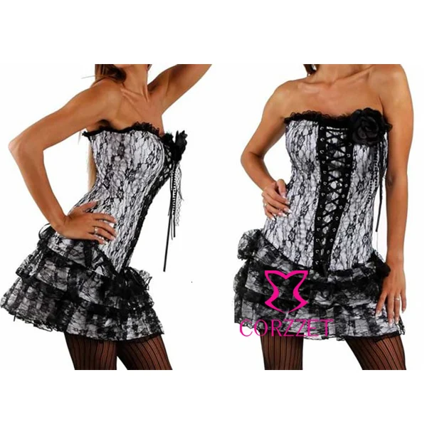 Красивая готическая одежда синее Сексуальное цветочное Кружевное платье корсет