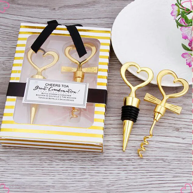 golden Box 10 пар/партия, свадебные сувениры, вечерние сувениры, открывалка для бутылок, пробка для вина, индивидуальный подарок на свадьбу, подарок для гостей - Цвет: golden Box