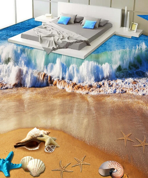 

[Self-Adhesive] 3D Sand Beach Surf 6 Non-slip Waterproof Photo Self-Adhesive Floor Mural Sticker WallPaper Murals Print Decal