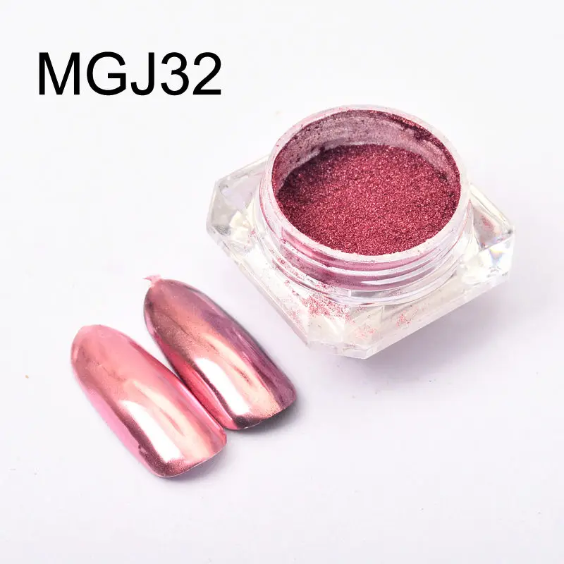 MGJ32 YWK 11 цветов 0,5 г зеркальный блеск для ногтей порошок металлический цвет УФ-гель для дизайна ногтей Полировка хромированные хлопья пигментные пылевые украшения - Цвет: MGJ32