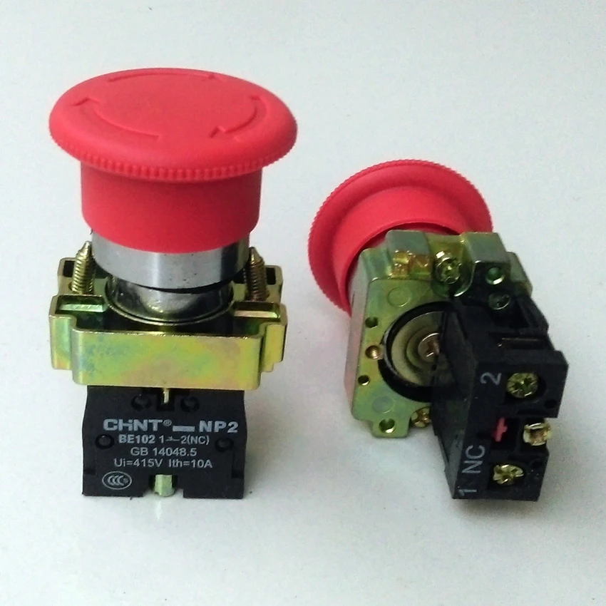 1 шт CHINT NP2-BS542 Кнопка аварийной остановки нормально Закрытая гриба |