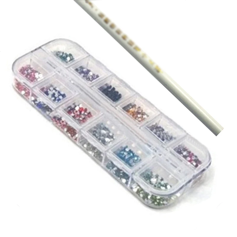 3000 шт ногтей 2 мм круглые смолы Диаманте поддельные драгоценные камни 12 цветов