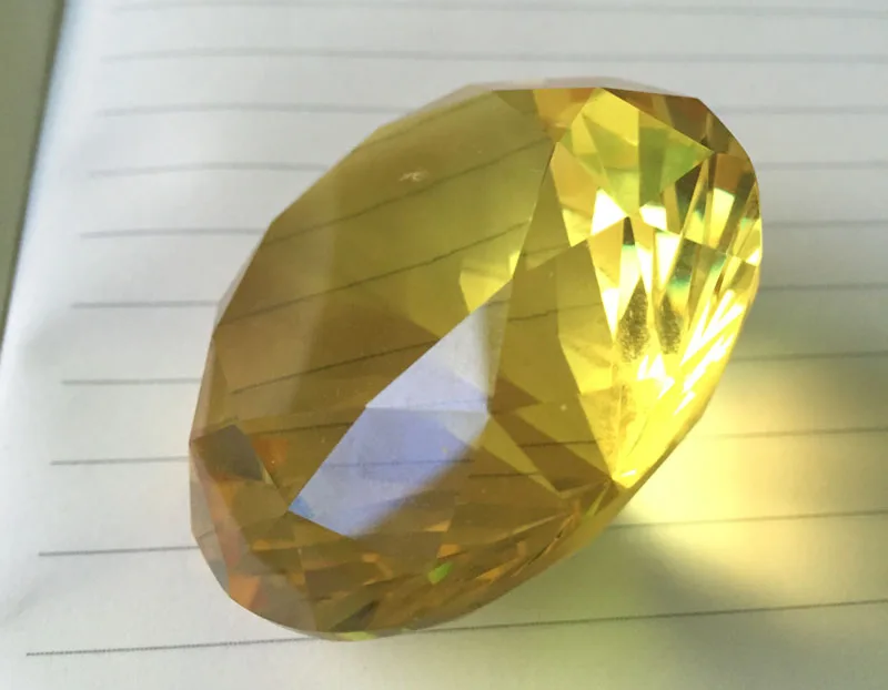 Pisapapeles de cristal amarillo de 40mm, Logo personalizado, regalos de boda, decoraci&oacute;n, env&iacute;o r&aacute;pido, 100 unids/lote-1