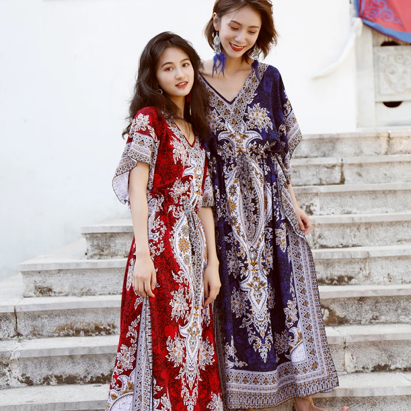 

Women Long Dress Boho Maxi Plus Size Night Gown Ladies Caftan Tunic Dress