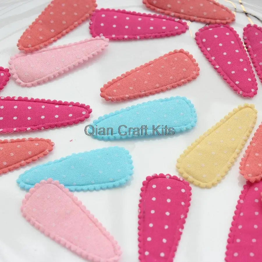 Детские заколки в пастельный горошек 800 шт. накладки на защелки с аппликацией 33 мм