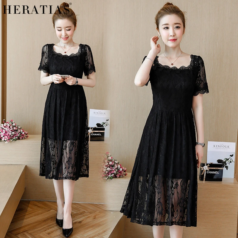 HERATIAS 2018 женское платье квадратный воротник обтягивающее новый элегантный