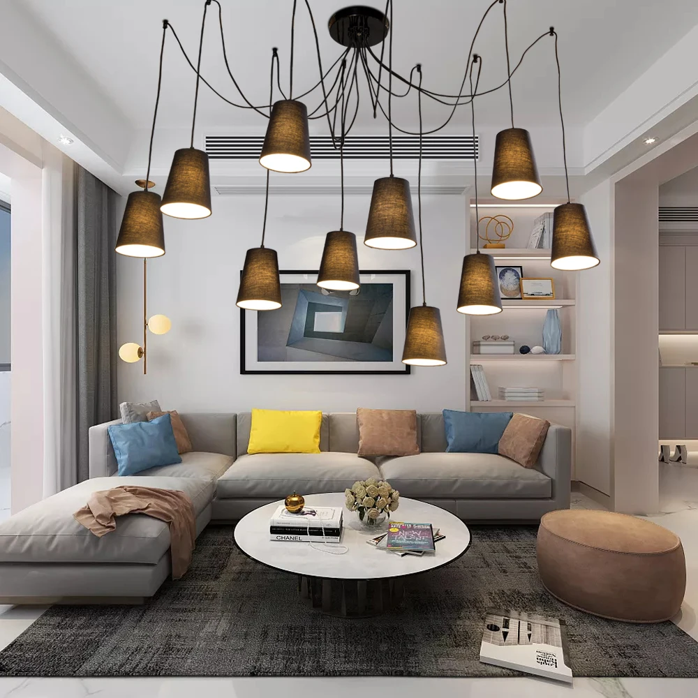 Новинка disign Большой черный паук Плетеный подвесной светильник/DIY 10 головок